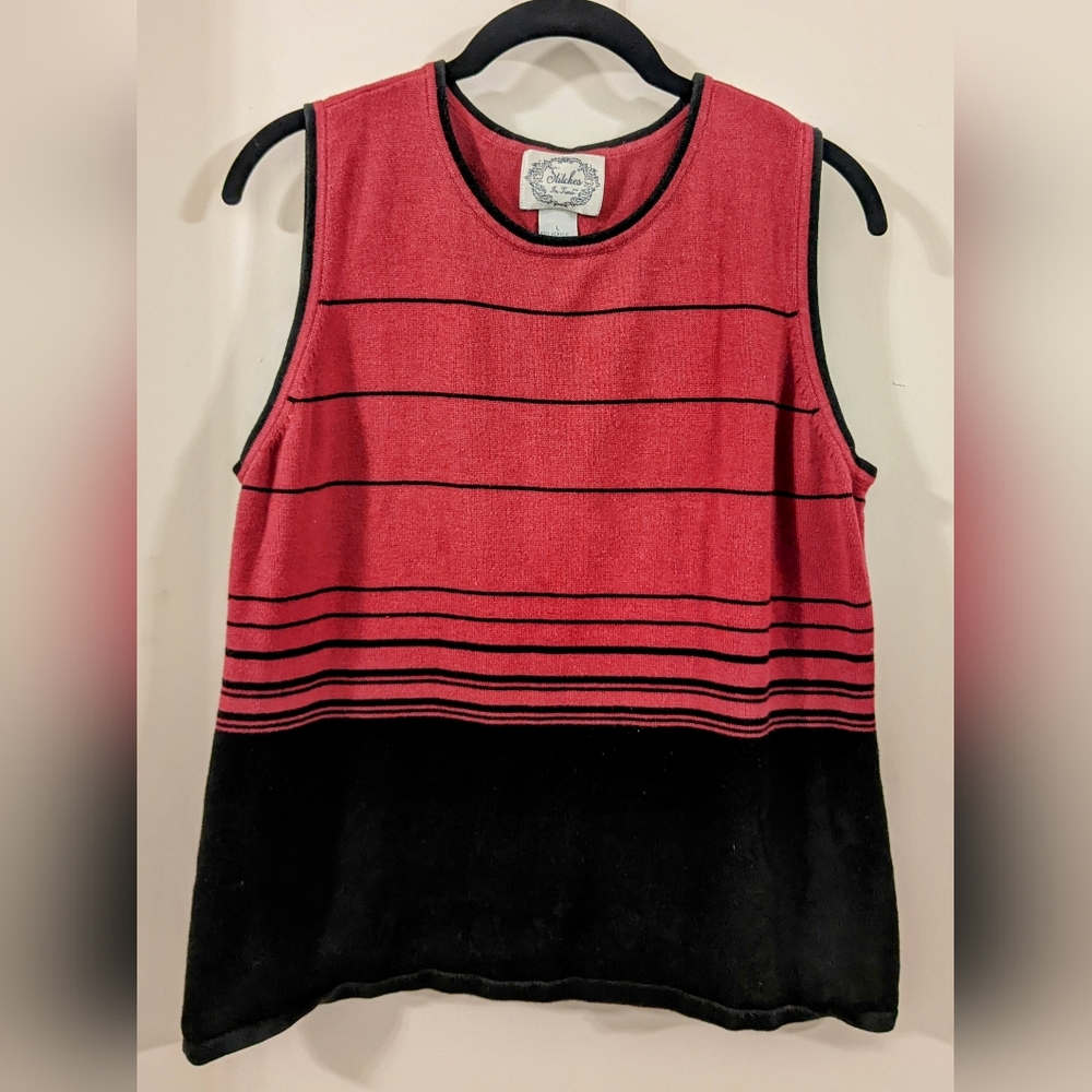 Large Stitches Purple and Black Striped Sweater Vest